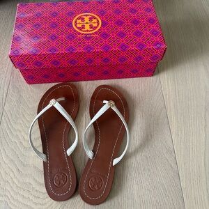 Tory Burch White and Brown Sandals